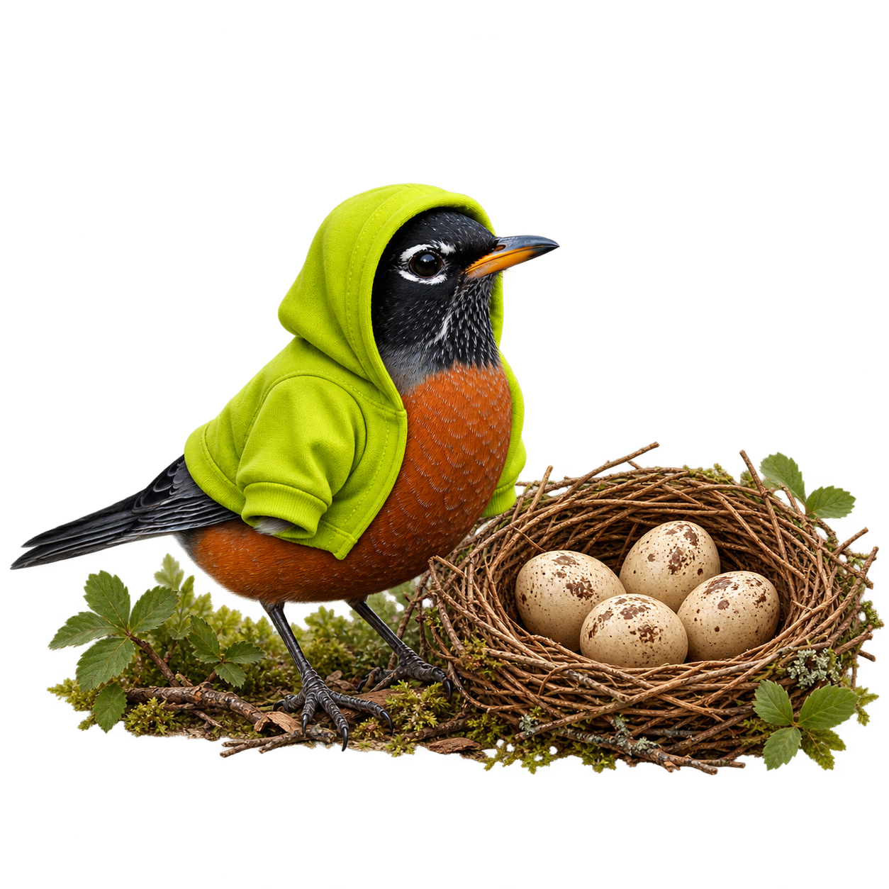 Robin beside a nest